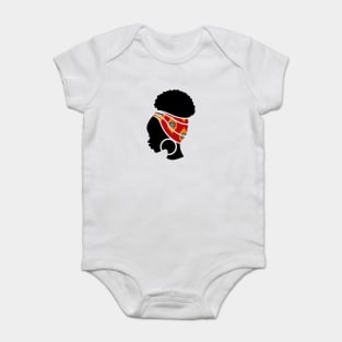 Afro Hair Woman with African Pattern Headwrap Baby Bodysuit